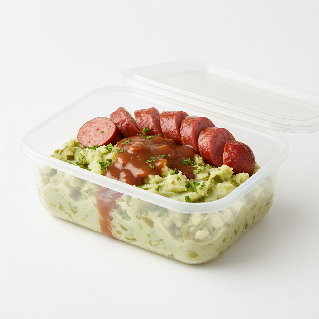 Andijviestamppot in plastic bakje